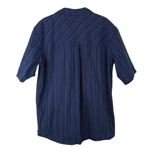 REI Mens Blue Short Sleeve Button Up Shirt Size M Striped Outdoor Lightweight - Picture 2 of 7